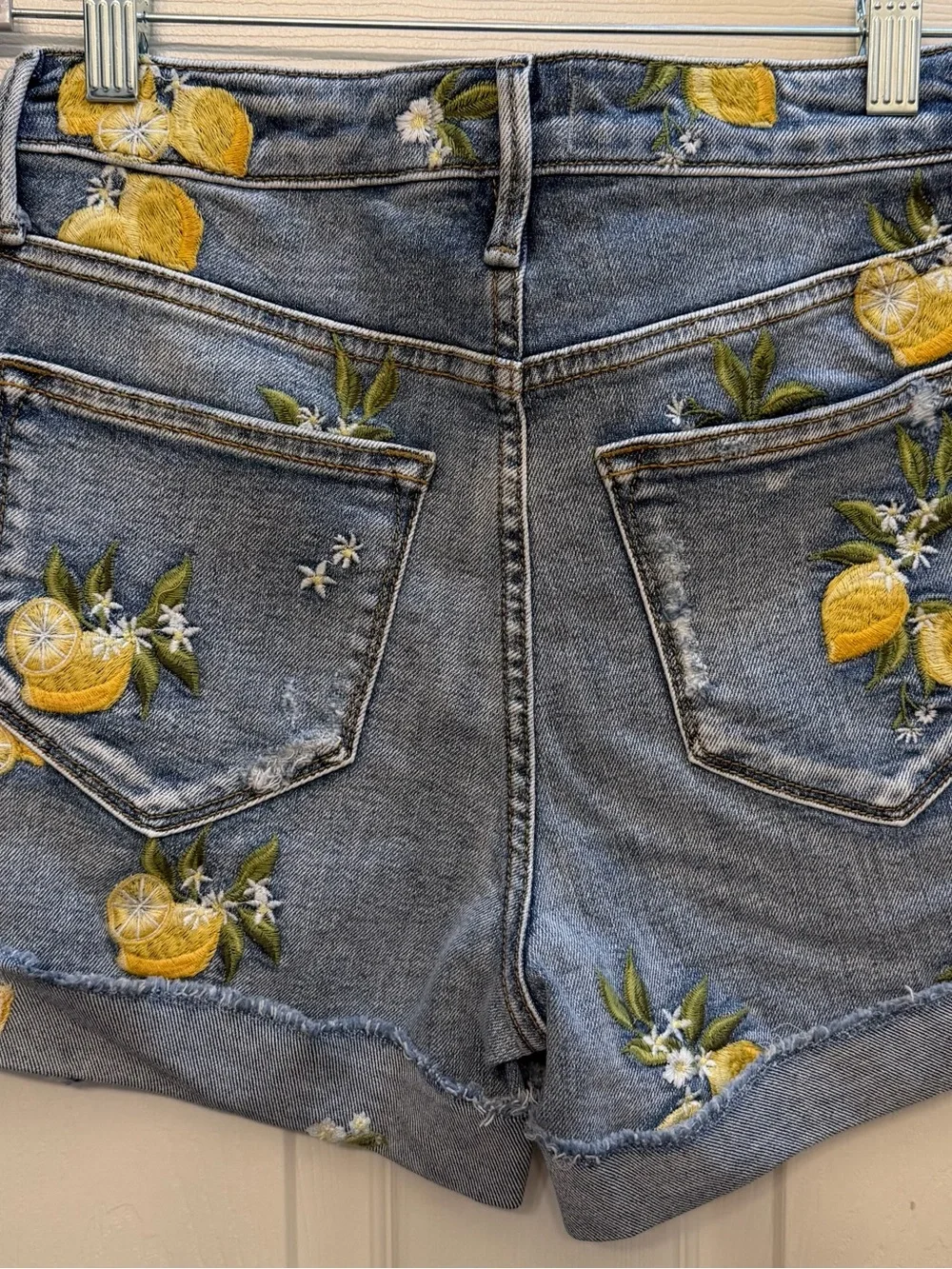 DRIFTWOOD Limoncello Blue Denim Shorts Embroidery